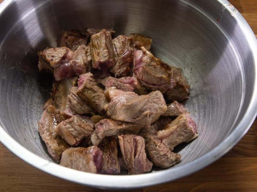 Instant Pot HK Beef Curry (咖喱牛腩): cut browned boneless beef finger meat