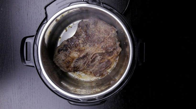 brown chuck roast steak in Instant Pot