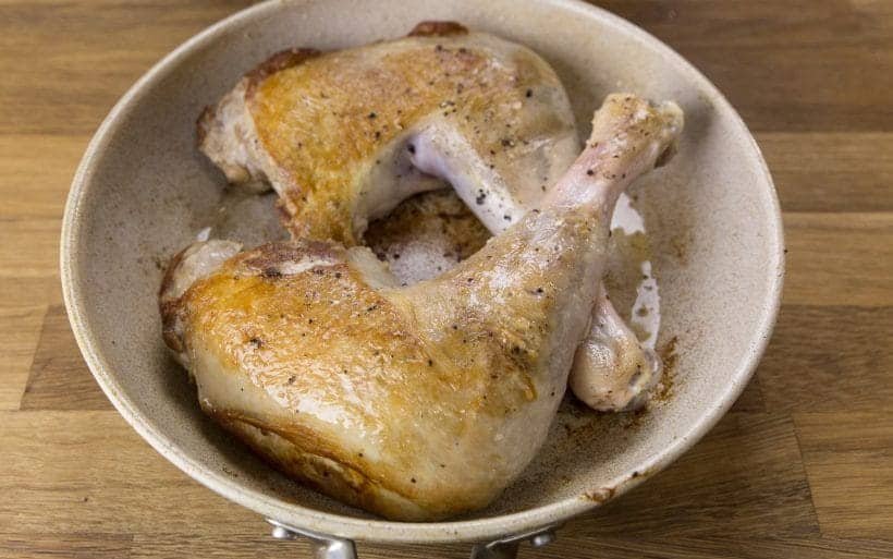 browning turkey quarters on a skillet