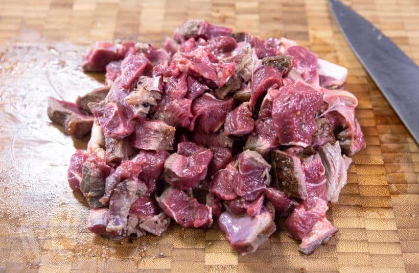 cut beef shank into bite-size pieces