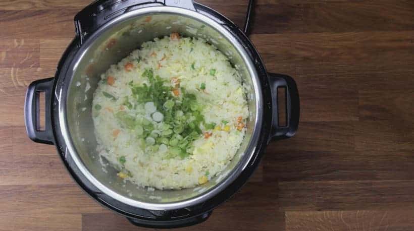 Instant Pot Fried Rice (Pressure Cooker Fried Rice) Recipe: add sliced green onions in fried rice