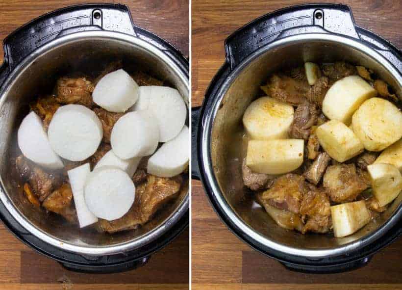 Instant Pot Chinese Beef Stew: pressure cook daikon in Instant Pot Pressure Cooker