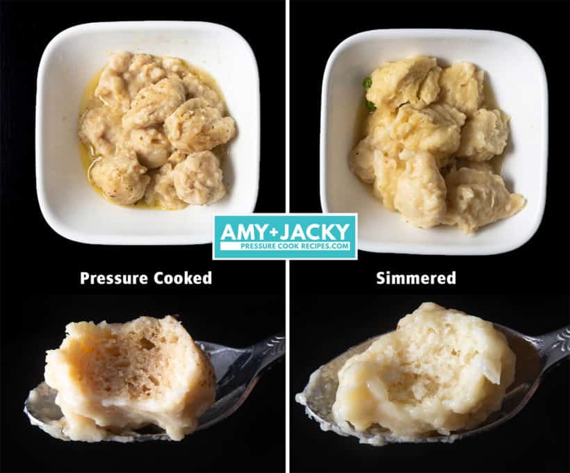 Instant Pot Chicken and Dumplings Recipe (Pressure Cooker Chicken and Dumplings): how to make dumplings from scratch - light, fluffy, holds together with perfect texture and flavor