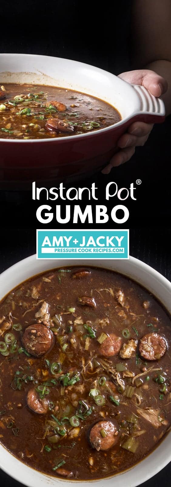 Instant Pot Gumbo Recipe (Pressure Cooker Gumbo): make mouthwatering Southern Louisiana pot of love packed with smoky-spicy Cajun, Creole flavors and rich aromas. Feed your crowd with this delicious party favorite - not just for Mardi Gras! #instantpot #instantpotrecipes #pressurecooker #gumbo #southernrecipes