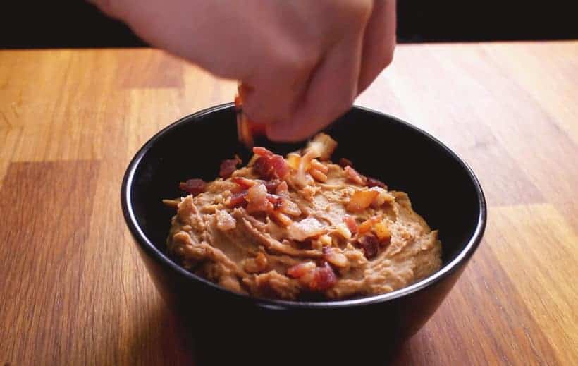 Instant Pot Refried Beans | Pressure Cooker Refried Beans: load refried beans with crisp umami bacon bits