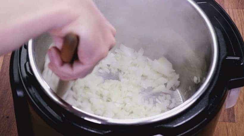 Instant Pot Refried Beans (Pressure Cooker) Recipe: saute onion in Instant Pot #instantpot