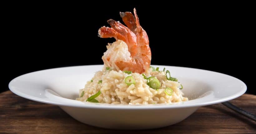 Easy Instant Pot Risotto Recipe: Make this creamy Japanese-Italian Garlic Butter Tiger Prawn Risotto. No more mushy, gluey, or hard risotto! Plus, no need to tend the pot or stir it often.