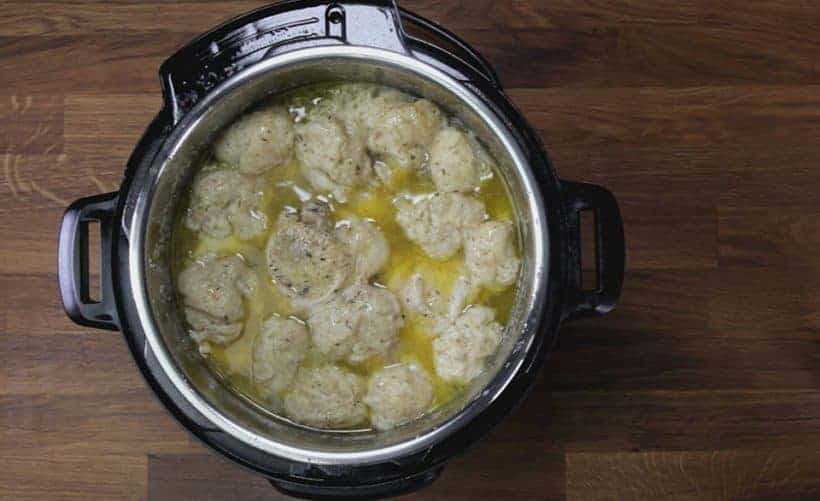 Instant Pot Chicken and Dumplings Recipe (Pressure Cooker Chicken and Dumplings): pressure cooked chicken and dumplings