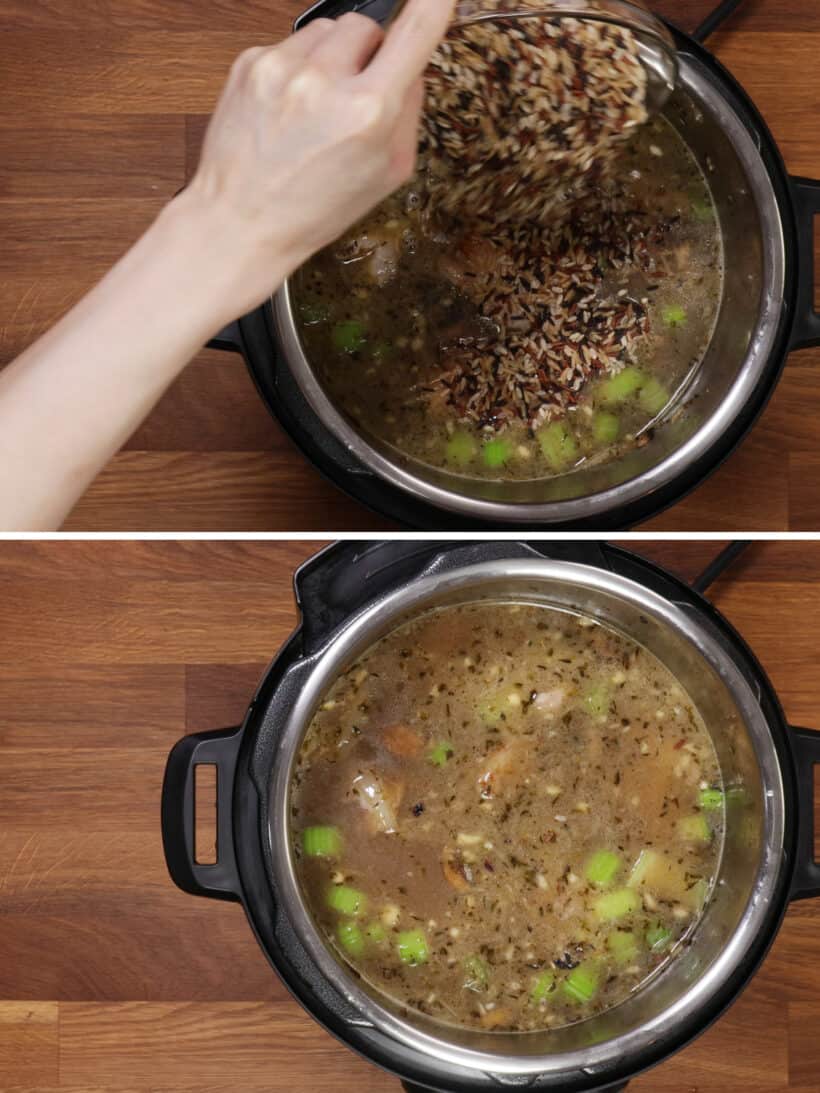 pressure cook wild rice soup