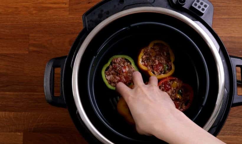pressure cooker stuffed peppers  #AmyJacky #InstantPot #PressureCooker #recipe #beef #GroundBeef #rice