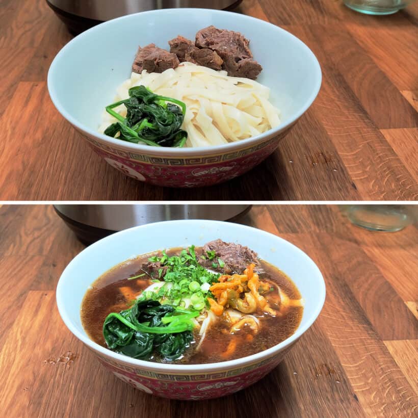 Taiwanese Beef Noodle Soup garnishes
